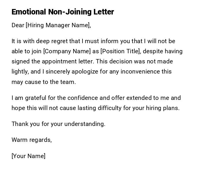 Emotional Non-Joining Letter
