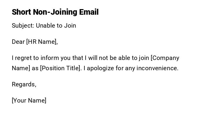 Short Non-Joining Email