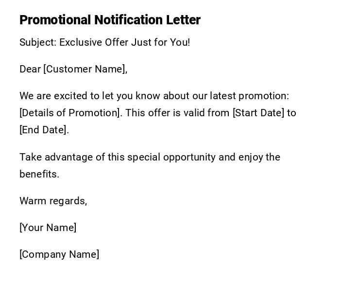 Promotional Notification Letter Promotional Notification Letter