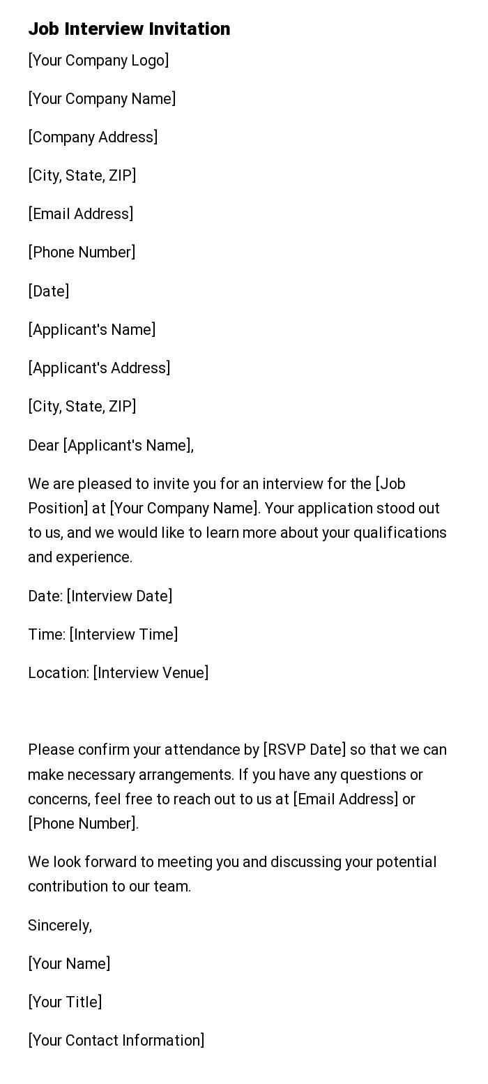 Job Interview Invitation