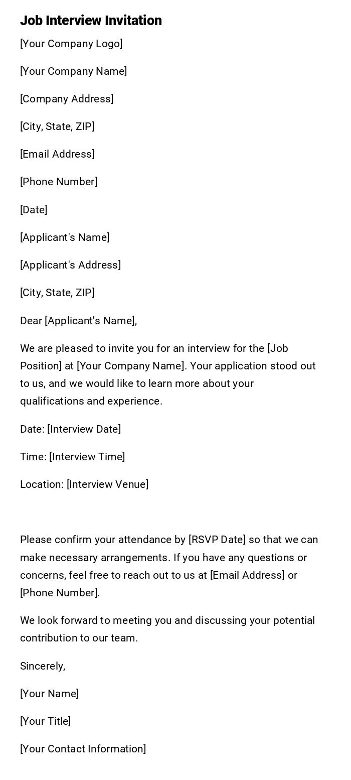 Job Interview Invitation