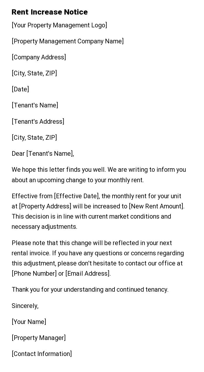 Rent Increase Notice