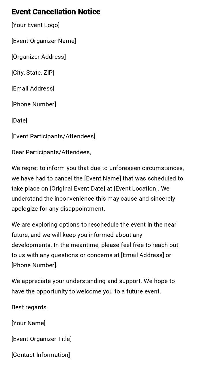 Event Cancellation Notice