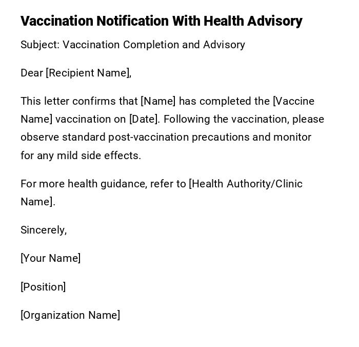 Vaccination Notification With Health Advisory Vaccination Notification With Health Advisory