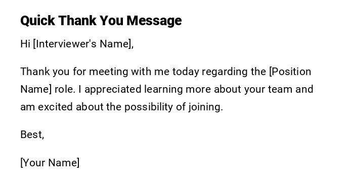 Quick Thank You Message Quick Thank You Message