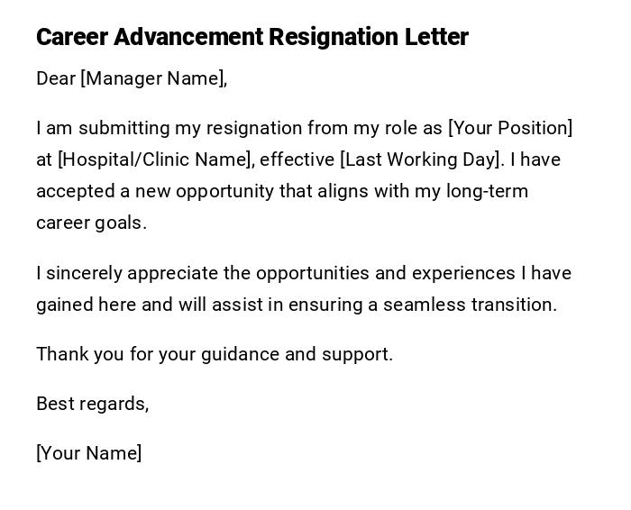 Career Advancement Resignation Letter