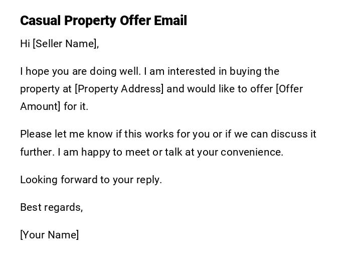 Casual Property Offer Email Casual Property Offer Email