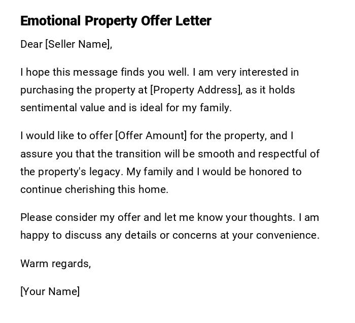 Emotional Property Offer Letter Emotional Property Offer Letter