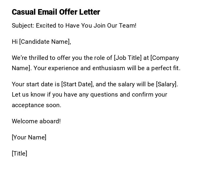 Casual Email Offer Letter Casual Email Offer Letter