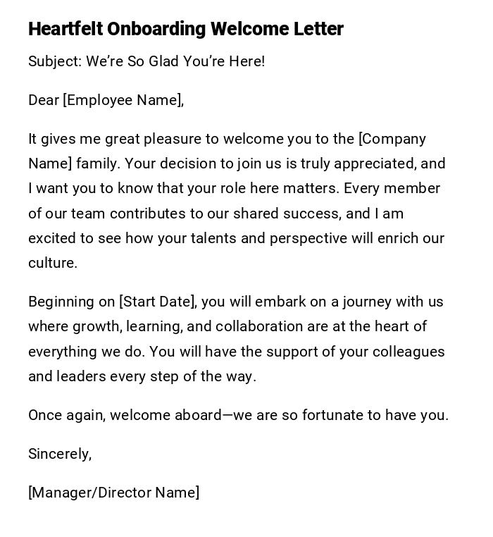 Heartfelt Onboarding Welcome Letter Heartfelt Onboarding Welcome Letter
