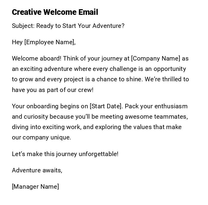 Creative Welcome Email Creative Welcome Email