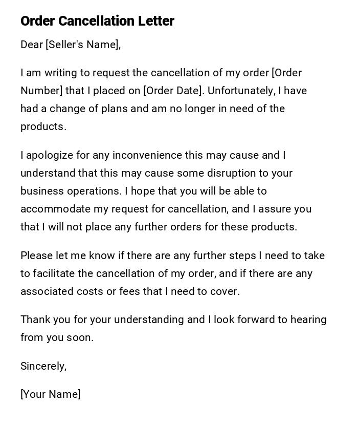 Order Cancellation Letter