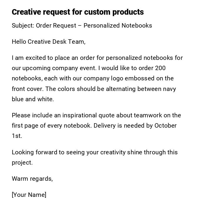 Creative request for custom products Creative request for custom products
