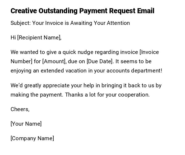 Creative Outstanding Payment Request Email Creative Outstanding Payment Request Email