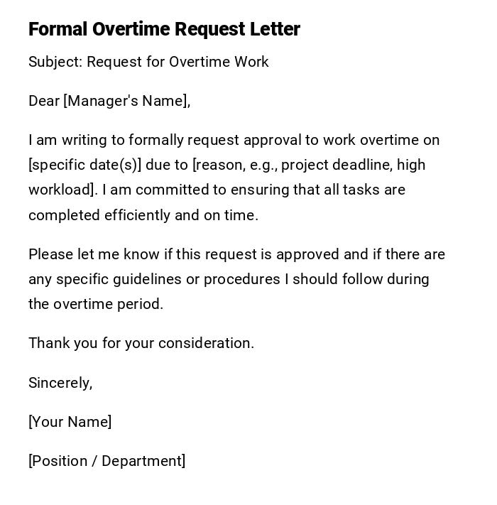 Formal Overtime Request Letter Formal Overtime Request Letter