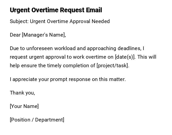 Urgent Overtime Request Email Urgent Overtime Request Email