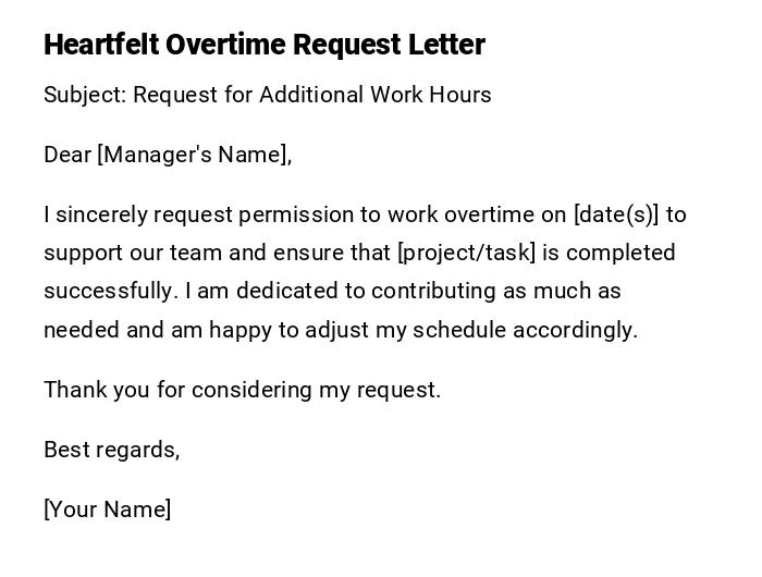 Heartfelt Overtime Request Letter Heartfelt Overtime Request Letter