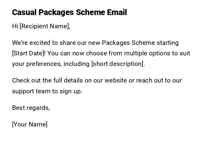 Casual Packages Scheme Email Casual Packages Scheme Email