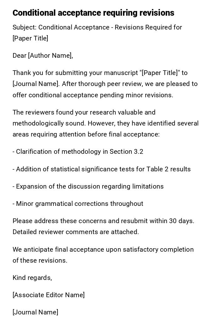Conditional acceptance requiring revisions Conditional acceptance requiring revisions