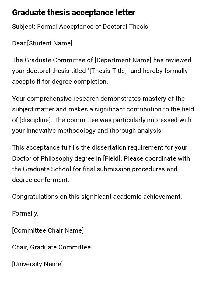 Graduate thesis acceptance letter Graduate thesis acceptance letter