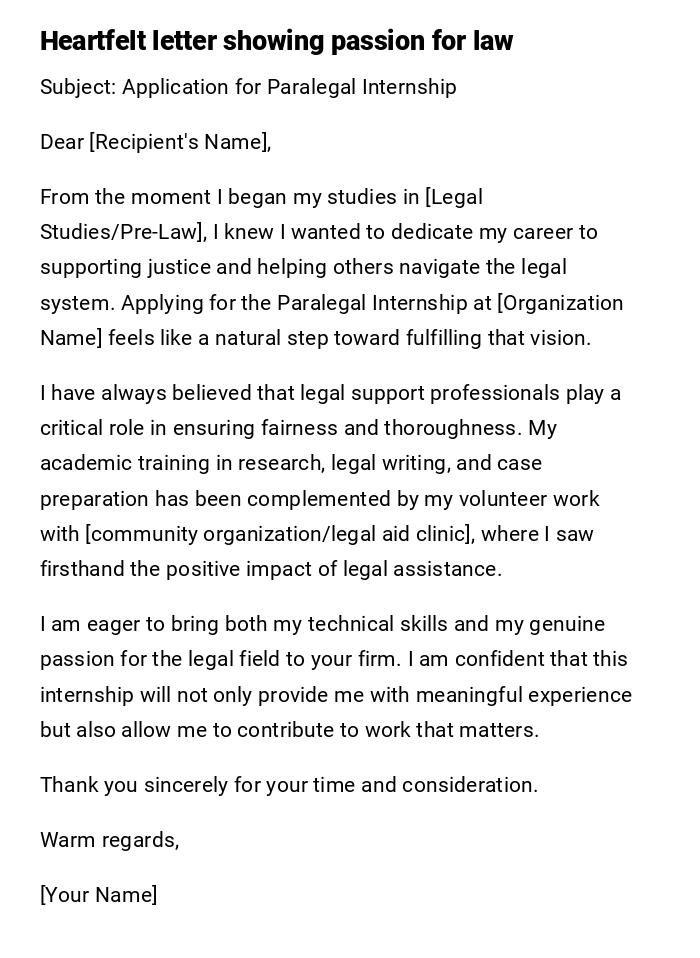 Heartfelt letter showing passion for law Heartfelt letter showing passion for law