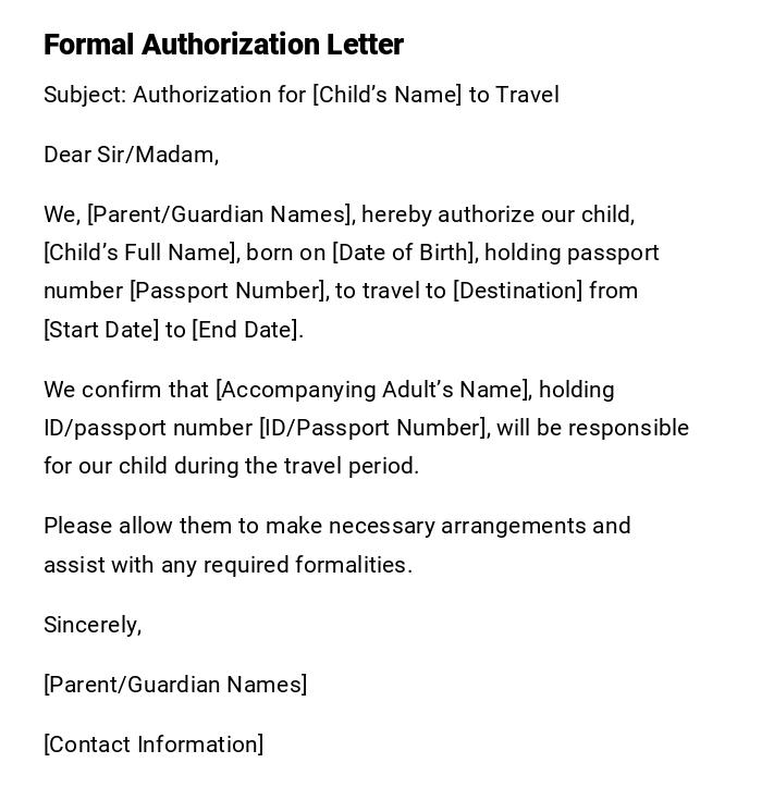 Formal Authorization Letter Formal Authorization Letter