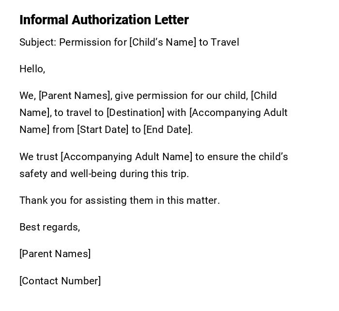 Informal Authorization Letter Informal Authorization Letter