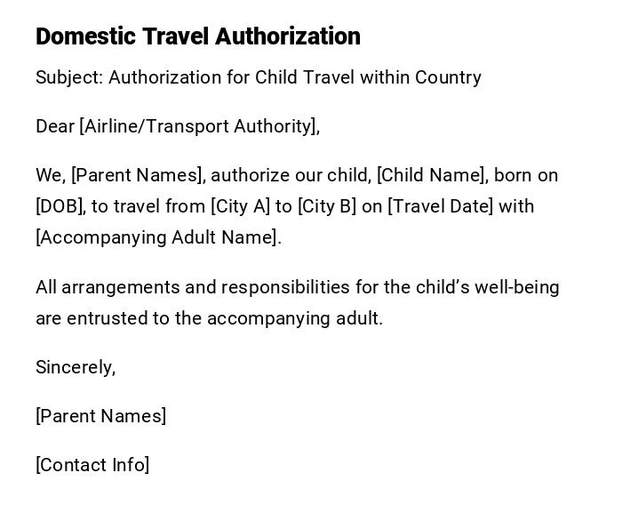 Domestic Travel Authorization Domestic Travel Authorization