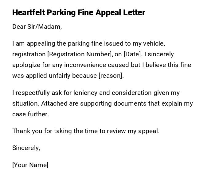 Heartfelt Parking Fine Appeal Letter Heartfelt Parking Fine Appeal Letter