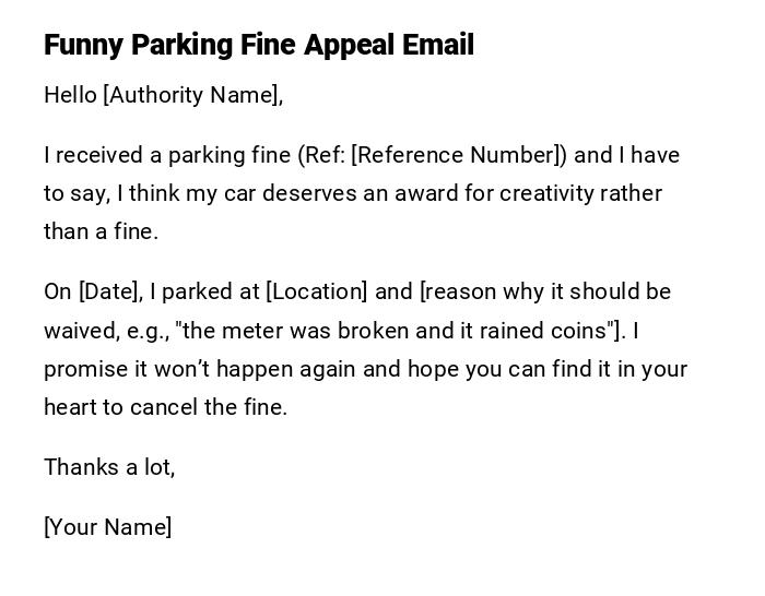 Funny Parking Fine Appeal Email Funny Parking Fine Appeal Email
