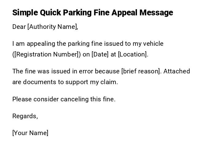 Simple Quick Parking Fine Appeal Message Simple Quick Parking Fine Appeal Message