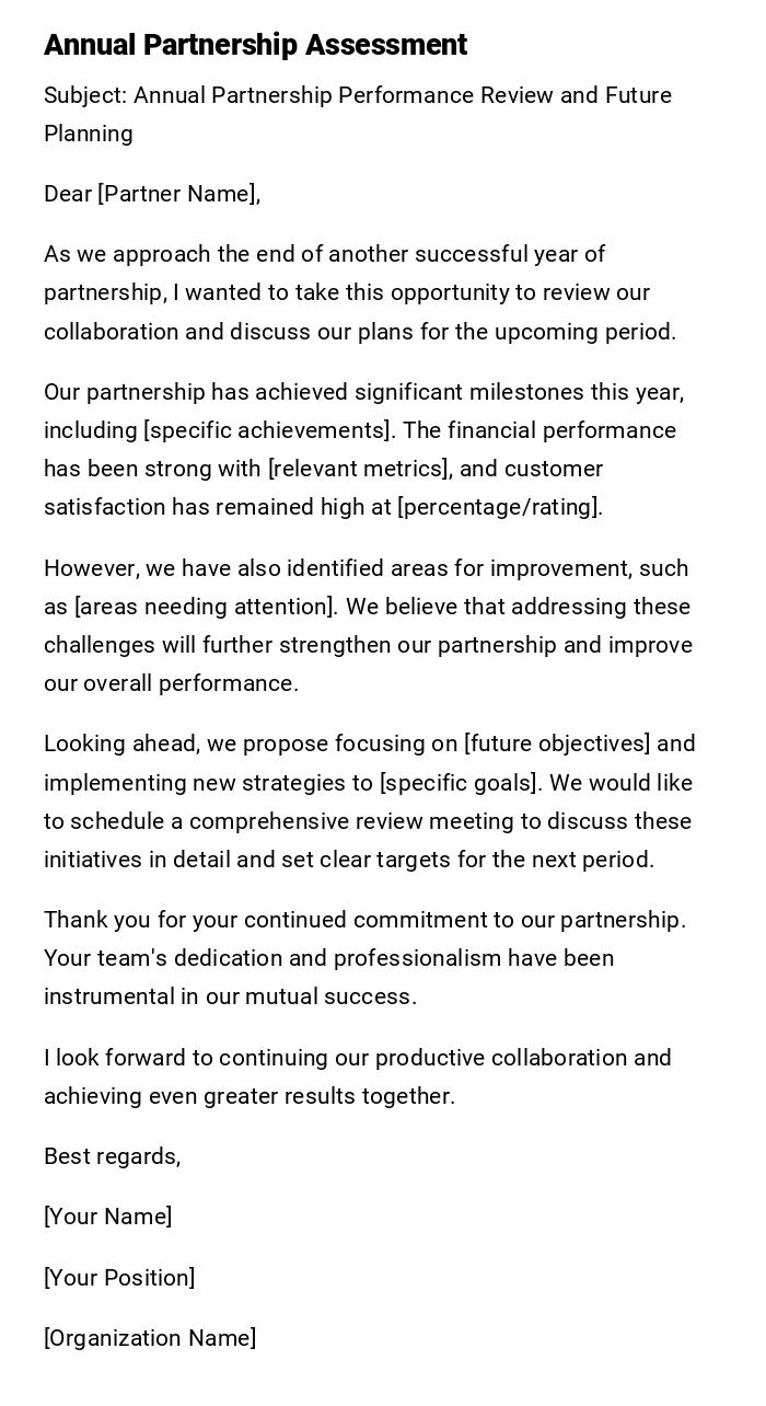 Annual Partnership Assessment Annual Partnership Assessment