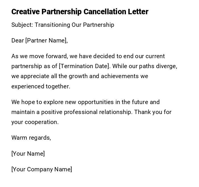 Creative Partnership Cancellation Letter