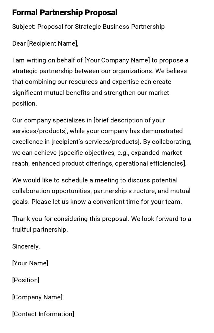 Formal Partnership Proposal