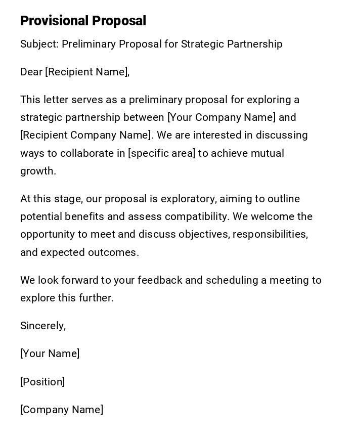 Provisional Proposal