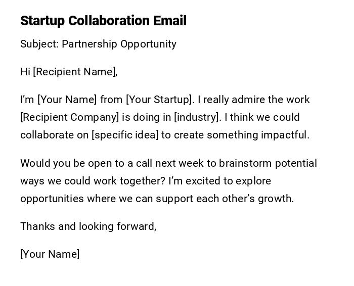 Startup Collaboration Email