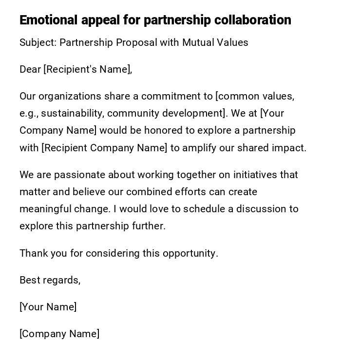 Emotional appeal for partnership collaboration Emotional appeal for partnership collaboration