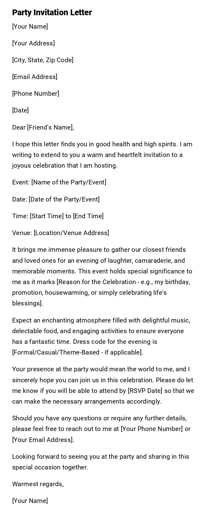 Party Invitation Letter