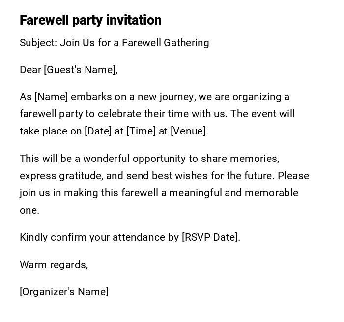 Farewell party invitation Farewell party invitation