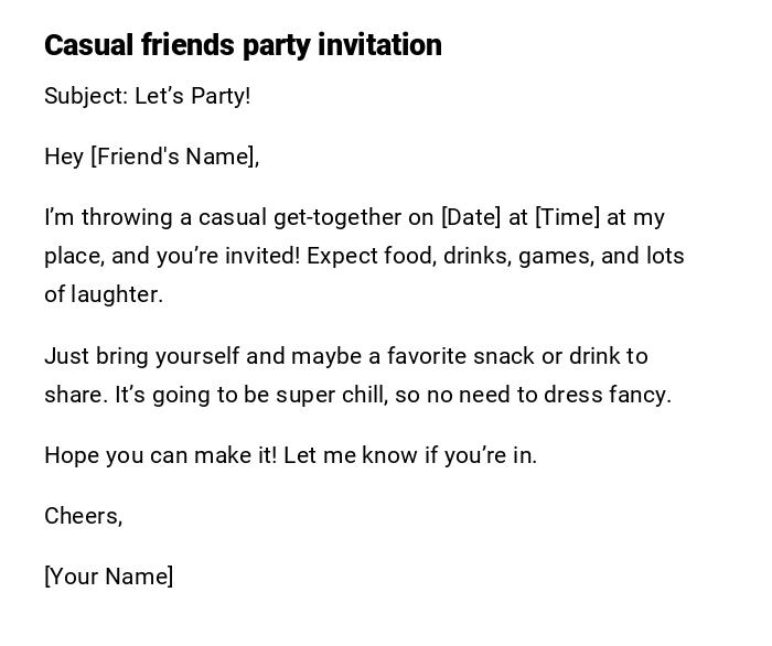 Casual friends party invitation Casual friends party invitation