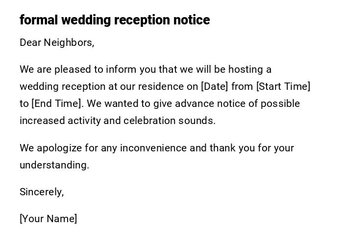 formal wedding reception notice formal wedding reception notice