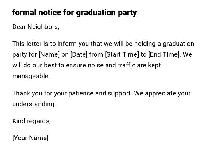 formal notice for graduation party formal notice for graduation party