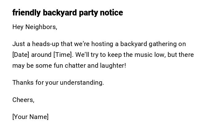 friendly backyard party notice friendly backyard party notice