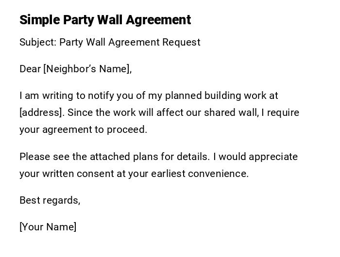 Simple Party Wall Agreement Simple Party Wall Agreement