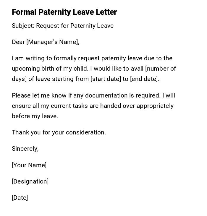 Formal Paternity Leave Letter