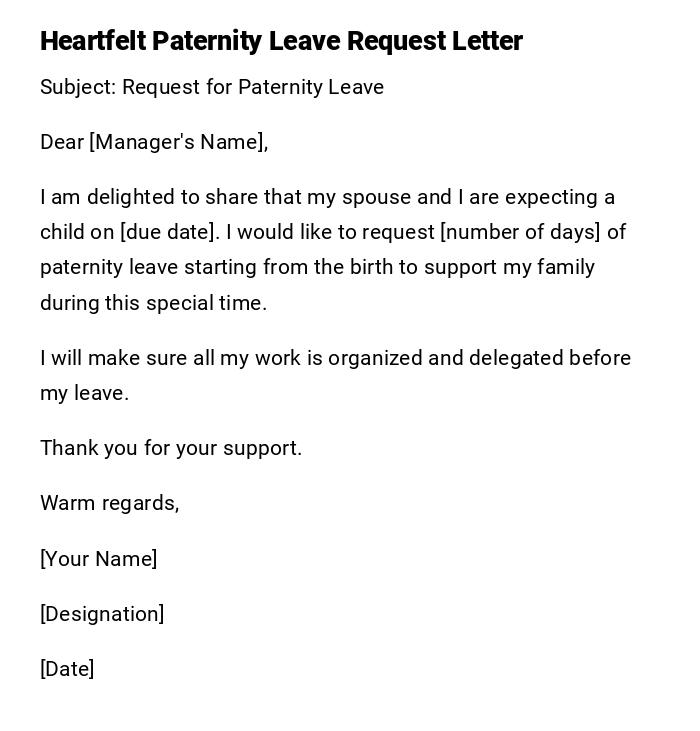 Heartfelt Paternity Leave Request Letter