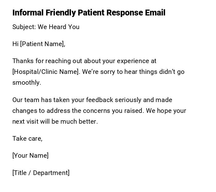 Informal Friendly Patient Response Email Informal Friendly Patient Response Email