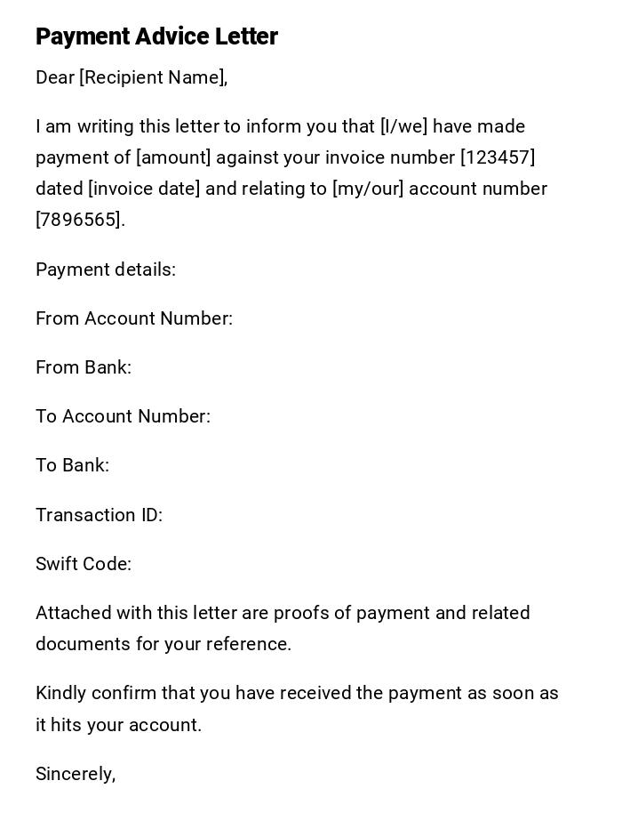 Payment Advice Letter