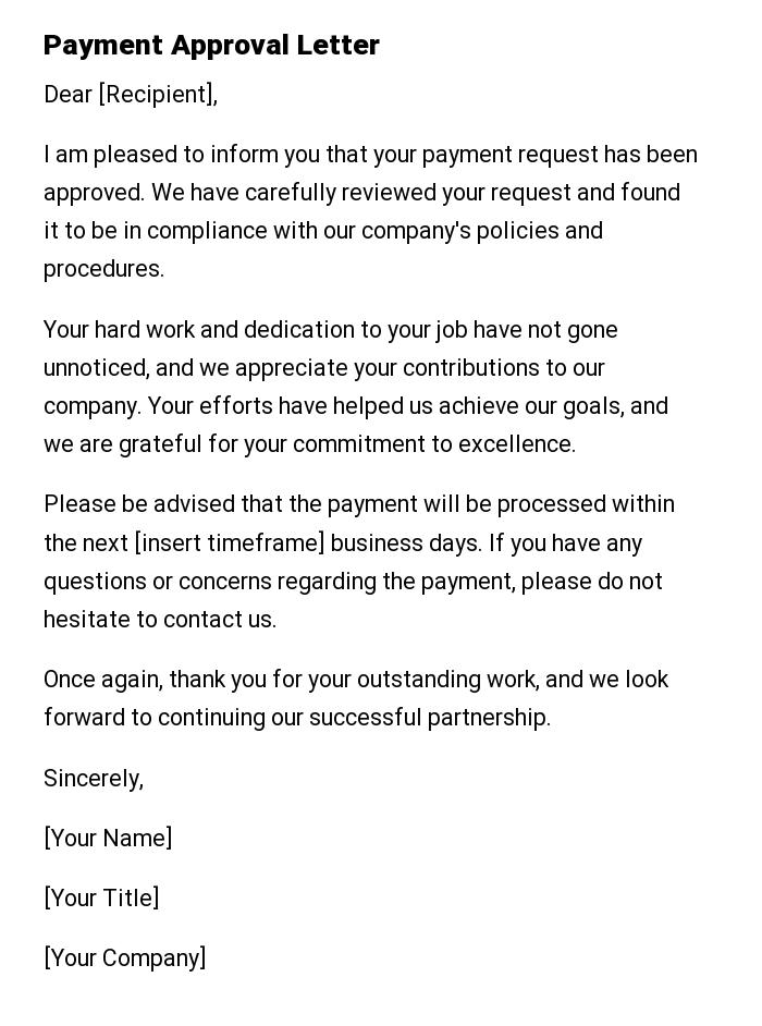 Payment Approval Letter