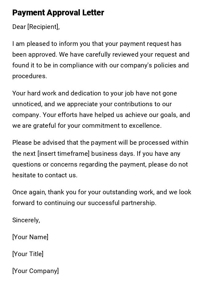 Payment Approval Letter